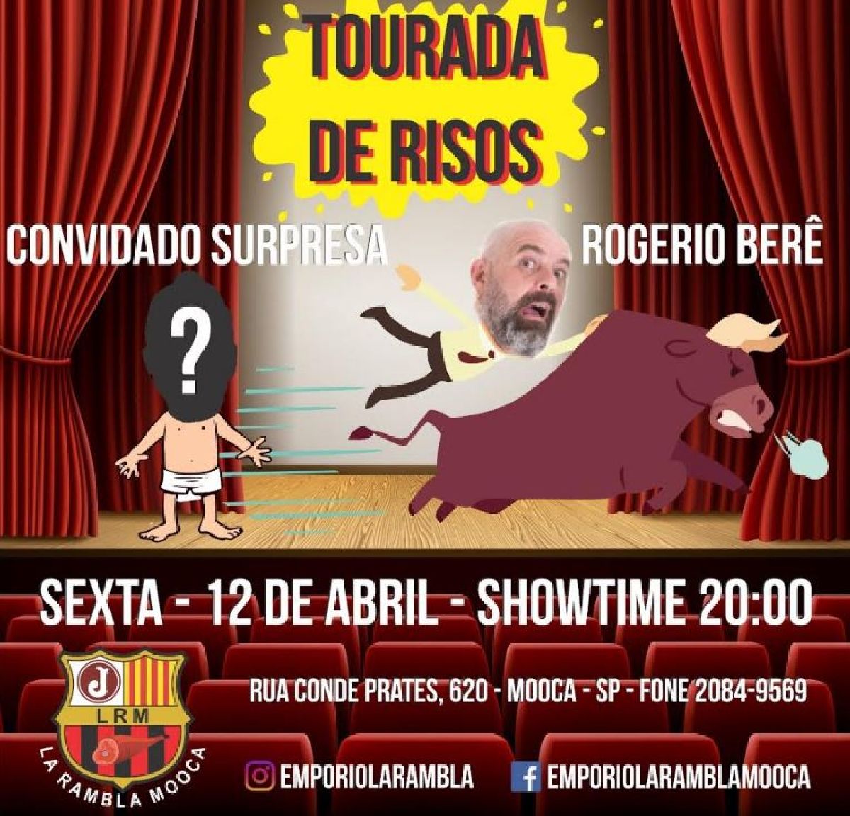 BAR LA RAMBLA RECEBE STAND-UP NO DIA 12 DE ABRIL