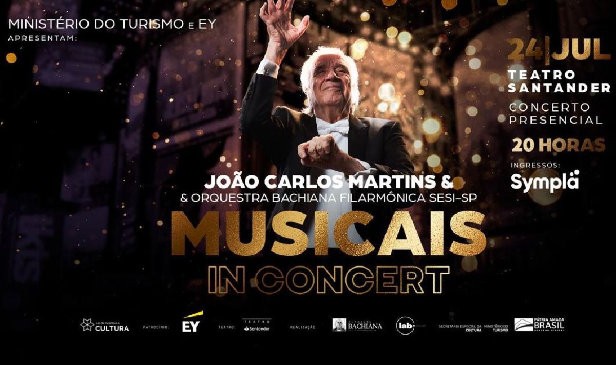 O RENOMADO MAESTRO JOÃO CARLOS MARTINS SE APRESENTA NO TEATRO SANTANDER EM UMA GRANDE VIAGEM PELO UNIVERSO DOS MUSICAIS QUE FIZERAM HISTÓRIA NA BROADWAY E NO BRASIL