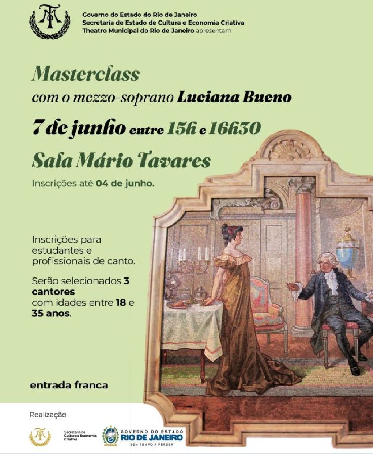 THEATRO MUNICIPAL DO RIO DE JANEIRO OFERECE MASTERCLASS GRATUITA NA SALA MÁRIO TAVARES COM O MEZZO- SOPRANO LUCIANA BUENO