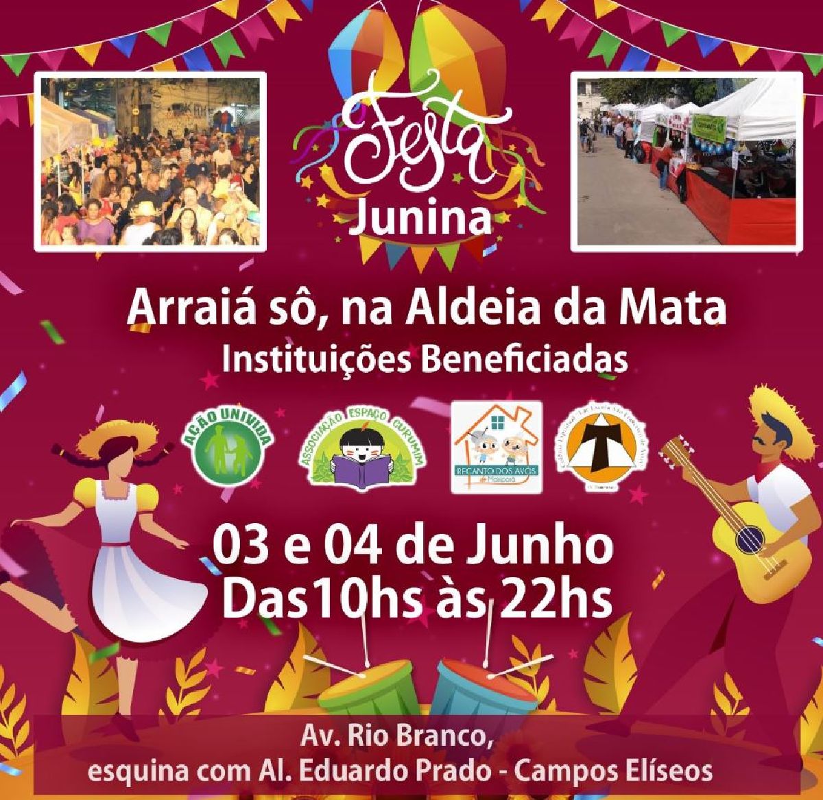 Arraiá da Aldeia será nos dias 3 e 4 de junho no Campos Elíseos