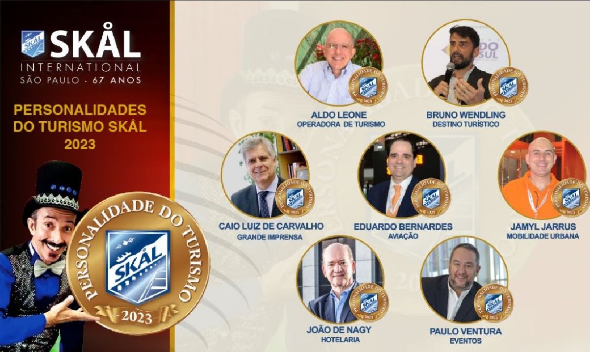 Skål Internacional São Paulo homenageará sete  profissionais como Personalidade do Turismo Skål 2023