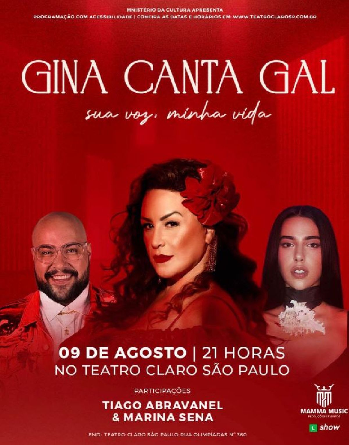É nesta quarta! Gina Garcia canta Gal Costa com Marina Sena e Tiago Abravanel