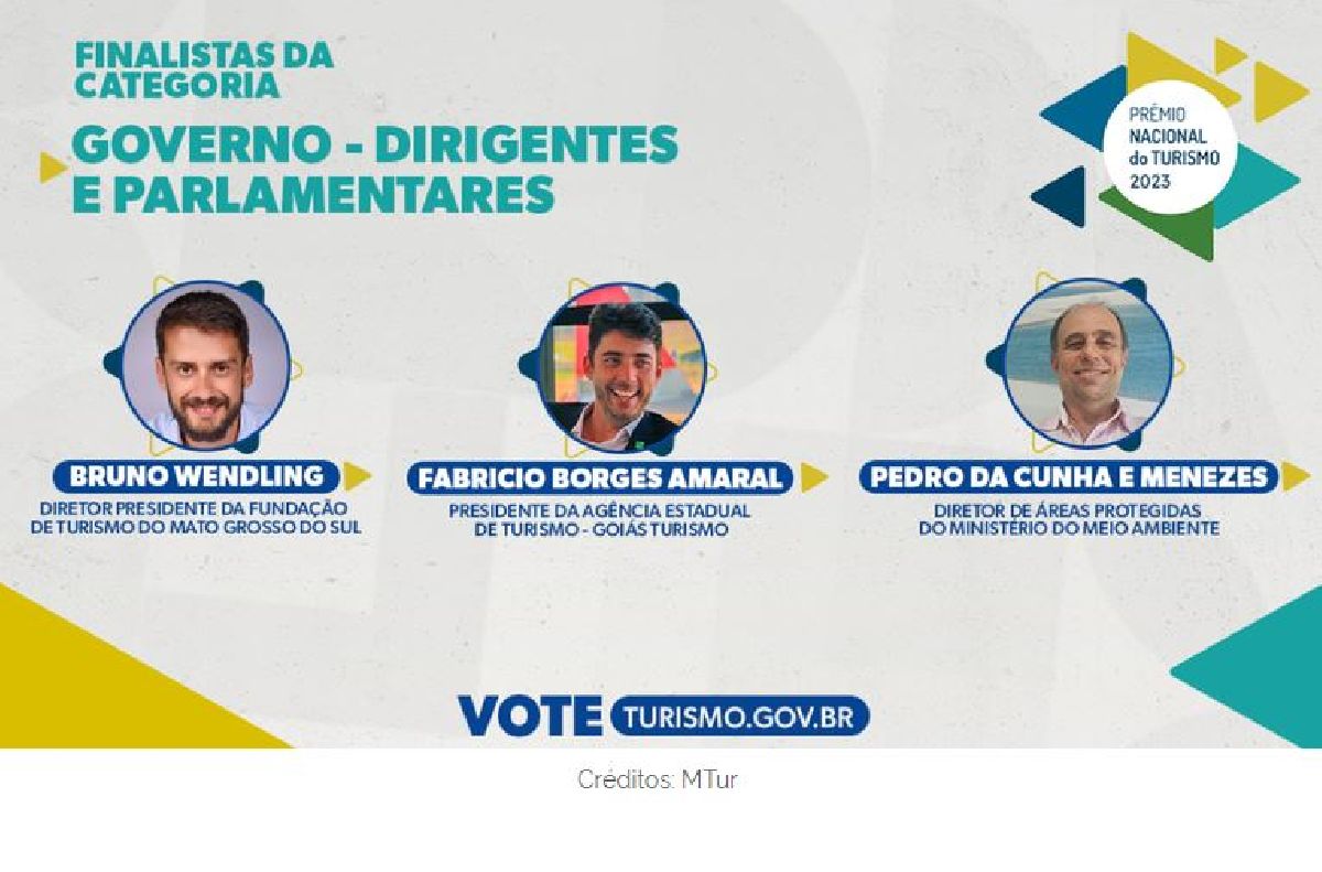 Prêmio Nacional do Turismo: Conheça os três finalistas da categoria Governo - Dirigentes e Parlamentares