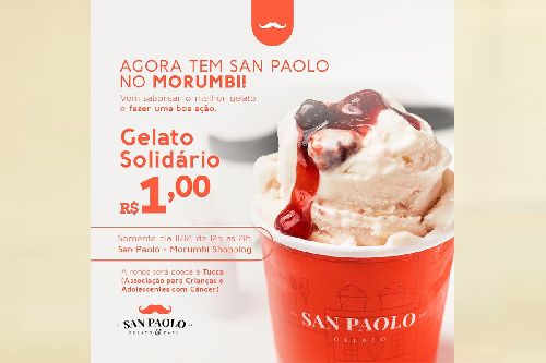 SAN PAOLO GELATO & CAFÉ INAUGURA NOVA LOJA NO SHOPPING MORUMBI COM CAMPANHA DE GELATO A R$ 1 
